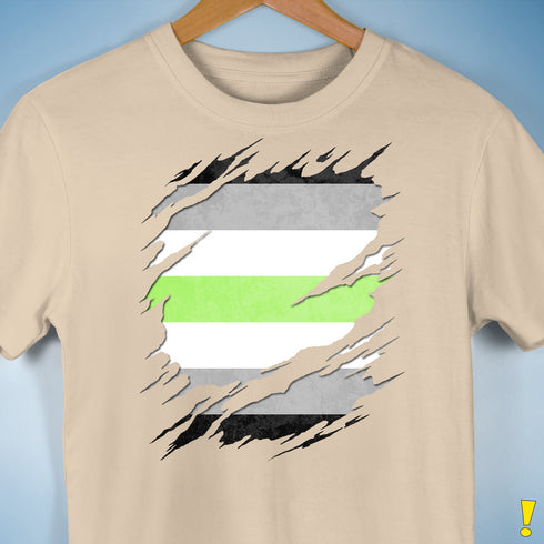 Agender Pride Flag Ripped Reveal Premium Unisex T-Shirt - Cream
